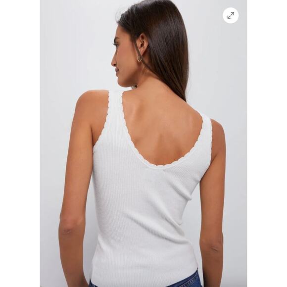 Tuckernuck  White Scalloped Rib Heidi Knit Tank Sz L - Picture 5 of 11